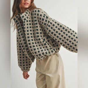 NWT Amazon Sherpa Green and Tan Teddy Jacket